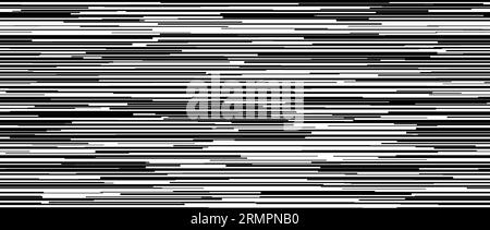 Nahtloses unregelmäßiges Linienmuster. Hintergrundgeräusche, die sich wiederholen. Hintergrund für horizontale Zufallslinien in Schwarzweiß. Hintergrundbild „Fehler oder Fehler“. Vektorgrafik Stock Vektor