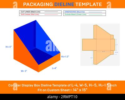 Kleinpapier, Kartenzähler Display Box Stempelvorlage L 4 x B 5XH1 5xH2 1,5 Zoll Stock Vektor