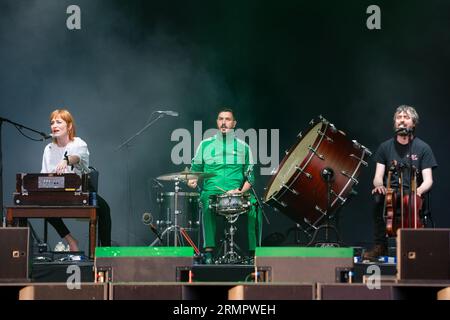 Dublin Contemporary Irish Folk Band LANKUM auf Mountain Stage beim Green man Festival in Wales, Großbritannien, August 2023. Foto: Rob Watkins Stockfoto