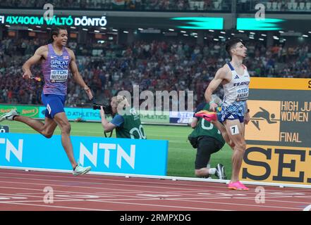 Téo ANDANT von FRA Final 4X400M METER STAFFEL MÄNNER während der Weltmeisterschaften 2023 am 27. August 2023 in Nemzeti Atletikai Kozpont in Budapest, Ungarn. Foto Laurent Lairys/ABACAPRESS.COM Stockfoto