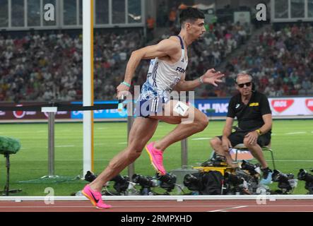 Budapest, Ungarn. 27. August 2023. Téo ANDANT von FRA Final 4X400M METER STAFFEL MÄNNER während der Weltmeisterschaften 2023 am 27. August 2023 in Nemzeti Atletikai Kozpont in Budapest, Ungarn. Foto Laurent Lairys/ABACAPRESS.COM Credit: Abaca Press/Alamy Live News Stockfoto