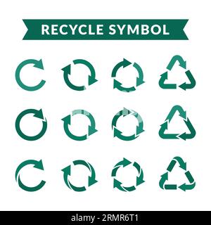 Symbol-Vektor recyceln. Recycling-Illustration, Rotationspfeilsymbol isolierten Hintergrund festlegen Stock Vektor