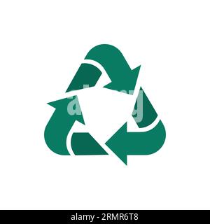 Grüne Farbe Recycle Logo-Symbol isolierter weißer Hintergrund Stock Vektor