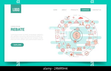 Rabattkonzept mit Kreissymbol für Website-Vorlage oder Vektor-Illustration der Startseite der Zielseite Stockfoto
