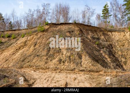 Steiler Hang auf einer alten Sandgrube Stockfoto