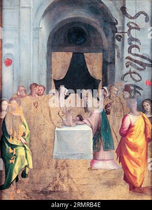 Benvenuto Tisi da Garofalo, Präsentation im Tempel (unvollendet), Ölgemälde auf Holz, 1510-1540 Stockfoto