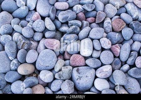 Naturerdmuster - Überfluss von Felsen und Kieseln auf Kiesgrund in Crovie, Schottland. Idealer Hintergrund für Websites und andere Publikationen Stockfoto
