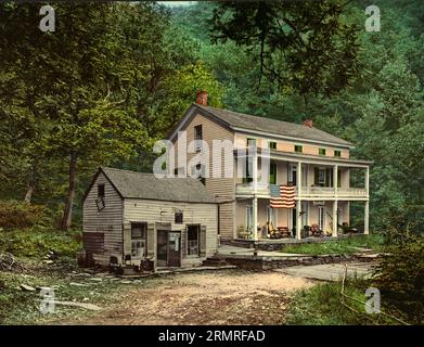 Die Catskills, die Heimat von RIP Van Winkle und Sleepy Hollow, sind eine physiografische Provinz der Appalachen im Südosten von New York, USA, Historisch, Digital verbesserte Reproduktion eines Photochromedruck aus dem Jahre 1898 / Home of RIP Van Winkle, Sleepy Hollow, The Catskills, sind eine physiographische Provinz der größeren Appalachian Mountains im Südosten von New York, USA, historische, digital verbesserte Reproduktion eines Fotochromdrucks aus dem Jahr 1898 Stockfoto