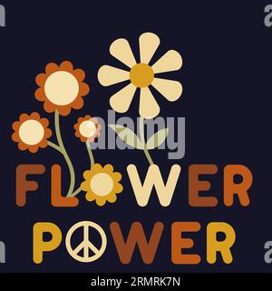 Design mit „Flower Power Motivation“-Schriftzug Stock Vektor