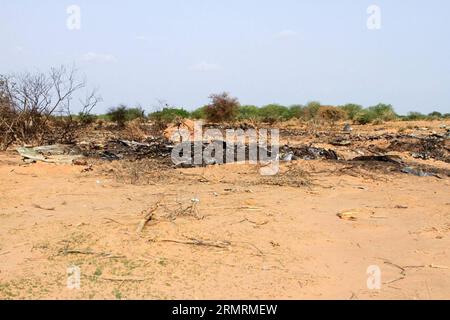 (140726) -- OUAGADOUGOU, 25. Juli 2014 (Xinhua) -- Foto vom 25. Juli 2014 zeigt den Absturzort des Air Algerie-Fluges AH 5017 in der Region Gossi in Mali. Die zweite Black Box des Flugzeugs wurde in der Absturzstelle gefunden, sagte die multidimensionale integrierte Stabilisierungsmission der Vereinten Nationen am Samstag. (Xinhua) MALI-ALGERIEN-FLUGZEUG CRASH-BLACK BOXES-FOUND PUBLICATIONxNOTxINxCHN Ouagadougou Juli 25 2014 XINHUA Foto vom Juli 25 2014 zeigt die ABSTURZSTELLE des Air Algerie-Fluges AH 5017 in der Region Mali S Gossi die zweite Black Box des FLUGZEUGS wurde im Crash Si gefunden Stockfoto