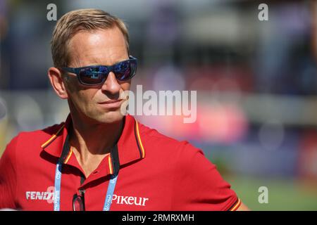 Mailand, Italien. 30. August 2023. Pferdesport: Europameisterschaft, Springreiten. Der deutsche Co-Trainer Marcus Döring steht am Rande des Kurses. Quelle: Friso Gentsch/dpa/Alamy Live News Stockfoto