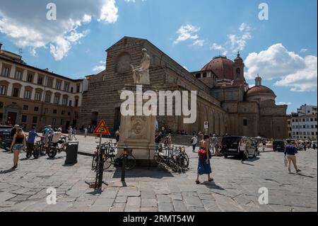 Das Denkmal von Ludovico di Giovanni de Medici, bekannt als Giovanni dalle Bande Nere (Monumento a Giovanni delle Bande Nere) vor der Renaissance Stockfoto