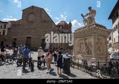 Das Denkmal von Ludovico di Giovanni de Medici, bekannt als Giovanni dalle Bande Nere (Monumento a Giovanni delle Bande Nere) vor der Renaissance Stockfoto