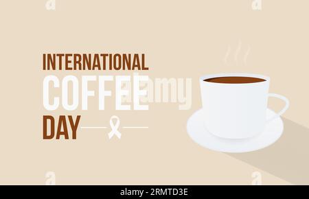 Feiern Sie den Internationalen Kaffeetag mit würzigen Bohnen und herzerwärmenden Brauen. Global Coffee Culture Vector Illustrationsvorlage. Stock Vektor