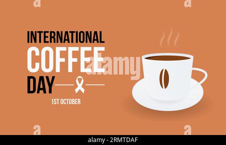 Feiern Sie den Internationalen Kaffeetag mit würzigen Bohnen und herzerwärmenden Brauen. Global Coffee Culture Vector Illustrationsvorlage. Stock Vektor