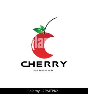 Kirschfrucht-Logo, Rote farbige Pflanzenvektor-Illustration, Obstladen-Design, Firma, Aufkleber, Produktmarke Stock Vektor