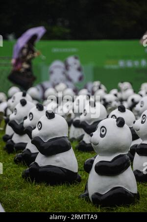 (140919) -- HANGZHOU, 19. September 2014 -- Panda-Figuren werden auf einem Rasen in der Nähe des Westsees in Hangzhou, ostchinesische Provinz Zhejiang, 19. September 2014, ausgestellt. Insgesamt 1.600 Pandas, die aus umweltfreundlichen Materialien hergestellt wurden, sind Werke des französischen Künstlers Paulo Grangeon. Diese Pandas haben viele Städte wie Paris, Berlin und Hongkong besucht. ) (lfj) CHINA-ZHEJIANG-HANGZHOU-PANDA FIGUREN (CN) XuxYu PUBLICATIONxNOTxINxCHN Hangzhou 19. September 2014 Panda-Figuren werden AUF einem Rasen in der Nähe des WESTSEES in Hangzhou Ostchina S Zhejiang Provinz 19. September 2014 insgesamt 1 600 Pandas angezeigt, die wir haben Stockfoto