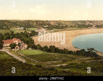 St. Brelades Bay, Jersey, Kanalinsel im Ärmelkanal in der Bucht von Saint-Malo, Kronbesitz der britschen Krone, 1896, Historisch, digital restaurierte Reproduktion eines Photochromdrucks aus dem 19. Jahrhundert / St. Brelades Bay, Jersey, Channel Island in the English Channel in the Bay of Saint-Malo, Crown Estate of the British Crown, 1896, historische, digital restaurierte Reproduktion eines Fotochromdrucks aus dem 19. Jahrhundert. Stockfoto