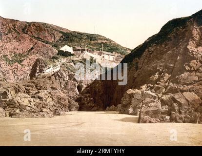 Jersey, Kanalinsel im Ärmelkanal in der Bucht von Saint-Malo, Kronbesitz der britschen Krone, 1896, Historisch, digital restaurierte Reproduktion eines Photochromdrucks aus dem 19. Jahrhundert / Jersey, Channel Island im Ärmelkanal in der Bucht von Saint-Malo, Crown Estate of the British Crown, 1896, historische, digital restaurierte Reproduktion eines Fotochromdrucks aus dem 19. Jahrhundert. Stockfoto