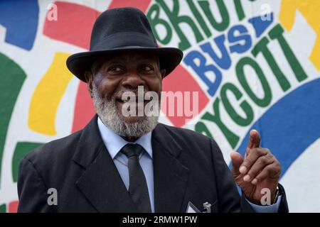 Bristol, Großbritannien. 30. August 2023. Guy Bailey OBE, der einen Job in Bristol Buses ablehnte, weil er Westindianer war. Bristol boykottierte den lokalen Busservice und schließlich wurde die Farbskala aufgehoben, und das Gesetz wurde geändert, um abfallende Jobs aufgrund von Farben zu verbieten. Quelle: JMF News/Alamy Live News Stockfoto