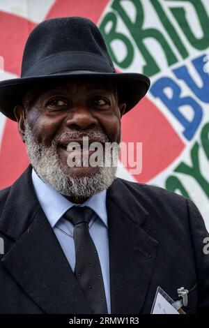 Bristol, Großbritannien. 30. August 2023. Guy Bailey OBE, der einen Job in Bristol Buses ablehnte, weil er Westindianer war. Bristol boykottierte den lokalen Busservice und schließlich wurde die Farbskala aufgehoben, und das Gesetz wurde geändert, um abfallende Jobs aufgrund von Farben zu verbieten. Quelle: JMF News/Alamy Live News Stockfoto