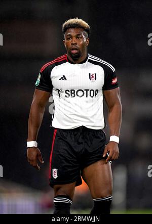 Fulhams Adama Traore während des Carabao Cup-Spiels in der zweiten Runde in Craven Cottage, London. Bilddatum: Dienstag, 29. August 2023. Stockfoto