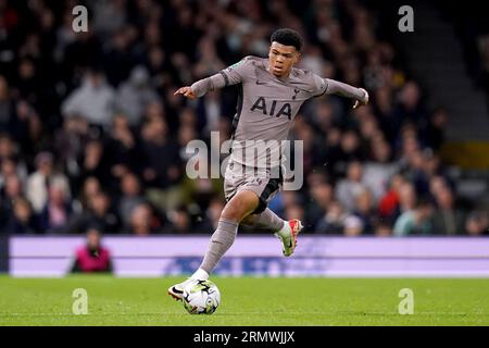 Tottenham Hotspurs Dane Scarlett während des Carabao Cup-Spiels in der zweiten Runde in Craven Cottage, London. Bilddatum: Dienstag, 29. August 2023. Stockfoto