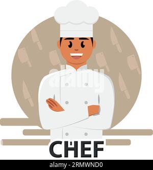 Isolierte süße männliche Koch Cartoon Beruf Vektor Stock Vektor