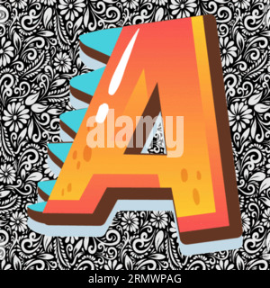Alphabet Letter A, Alphabet Letter Design, Alphabet Letter Illustration, Letzte Kunst, Buchstabenillustration, Alphabetvektor, Schriftartvektor Stock Vektor