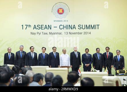 (141113) -- NAY PYI TAW, 13. November 2014 -- der chinesische Premierminister Li Keqiang nimmt am 17. China-ASEAN-Gipfel in Nay Pyi Taw, Myanmar, 13. November 2014 Teil. ) (Yxb) MYANMAR-CHINA-LI KEQIANG-17. CHINA-ASEAN-GIPFEL (CN) WangxYe PUBLICATIONxNOTxINxCHN Nay Pyi Taw 13. November 2014 Chinesischer Ministerpräsident Keqiang nimmt am 17. China ASEAN-Gipfel in Nay Pyi Taw Myanmar 13. November 2014 Myanmar China Left Keqiang NOTICATXASEAN Summit und WXUxBLN Stockfoto