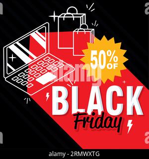Farbiges 50-Prozent-Verkaufsplakat mit schwarzem Poster Vektor Stock Vektor
