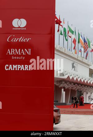 30. August 2023, Venedig, Venetien, Italien: Stunden vor der Eröffnung des 80. Filmfestivals in Venedig (Bild: © Mickael Chavet/ZUMA Press Wire) NUR REDAKTIONELLE VERWENDUNG! Nicht für kommerzielle ZWECKE! Stockfoto