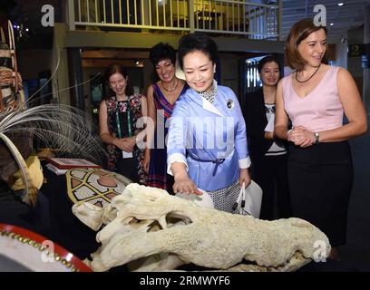 (141116) -- BRISBANE, 16. November 2014 -- Peng Liyuan (Vorderseite), Ehefrau des chinesischen Präsidenten Xi Jinping, besucht Queensland Museum in Brisbane, Australien, 16. November 2014. ) (lfj) AUSTRALIA-BRISBANE-PENG LIYUAN-VISIT RaoxAimin PUBLICATIONxNOTxINxCHN Brisbane 16. November 2014 Peng Liyuan Front Ehefrau des chinesischen Präsidenten Xi Jinping besucht Queensland Museum in Brisbane Australien 16. November 2014 Australien Brisbane Peng Liyuan Visit RaoxAimin PUBLICATIONxNOTxINxCHN Stockfoto