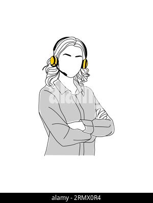 Kundenservice Callcenter Business Woman Vektor Stock Vektor
