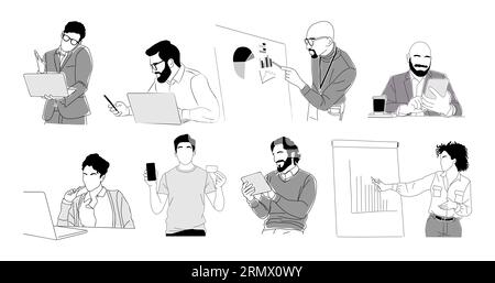 Eine Gruppe von Geschäftsleuten, die im Büro arbeiten. Stock Vektor