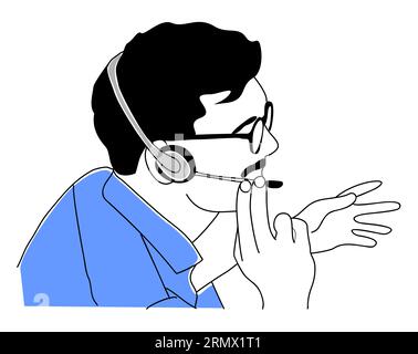 Kundenservice, Call Center Assistent Vektorgrafik Stock Vektor