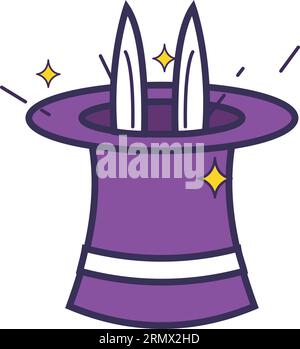 Isolierter farbiger Zaubererhut mit einem Kaninchen-Symbol Vektor Stock Vektor