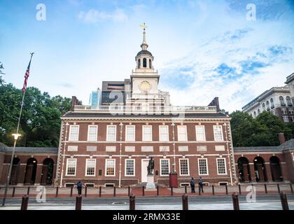 Philadelphia, Pennsylvania - 16. Juli 2019: Blick von der historischen Independence Hall in Philadelphia PA Stockfoto