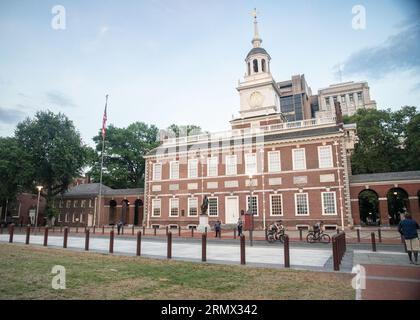 Philadelphia, Pennsylvania - 16. Juli 2019: Blick von der historischen Independence Hall in Philadelphia PA Stockfoto