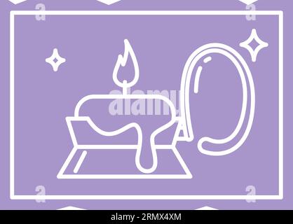 Umriss einer Zauberlampe mit Kerze auf einer Tarotkarte Vektor Stock Vektor