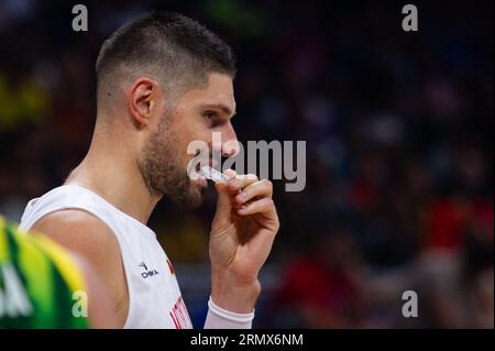 Pasay City, Philippinen. Januar 2009. Nikola Vucevic vom Team Montenegrowährend der FIBA-Weltmeisterschaft 2023 - Litauen gegen Montenegro. Litauen gewinnt am 29. August in Pasay City, Manila, Philippinen, mit 91 bis 71 Punkten. 2023. (Foto: Noel Tonido/Pacific Press/SIPA USA) Credit: SIPA USA/Alamy Live News Stockfoto