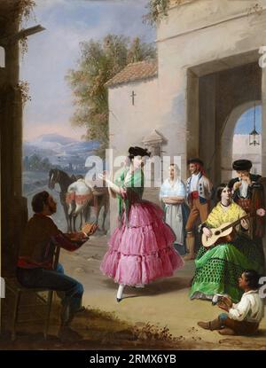 Fréering at the Tates of the Farm 1854 von Manuel Cabral y Aguado Bejarano Stockfoto