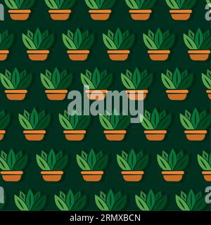 Nahtloser Musterhintergrund mit Pflanzen-Ikonen für den Innenbereich Vector Stock Vektor
