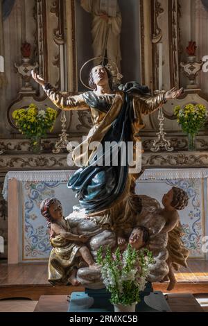 Chiaravalle, Provinz Piacenza: Chiaravalle della Colomba Abbey: Statue von Santa Maria Assumption Stockfoto