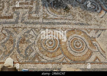 Ephesus, Türkei, antike Mosaikböden im historischen Ephesus. Stockfoto