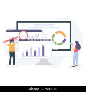 Analyse-Marketingdaten-Statistiken Illustration, die sowohl für ios als auch für das Internet verwendet werden kann Stock Vektor