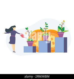 bitcoin Growth Profit Finance Money Illustration für ios und Web Stock Vektor