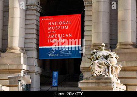 National Museum of the American Indian & National Archives, 1 Bowling Green, New York. Ein Smithsonian Museum im Alexander Hamilton US Custom House Stockfoto