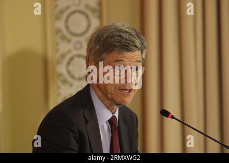 Ökonom Jeffrey Sachs Porträt eines Professors an der Columbia University und Spezialisten für nachhaltige Entwicklung beim Seminar Global Order for Tomorow Stockfoto