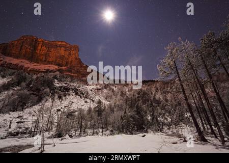 FRANKREICH. SAVOIE (73) CHARTREUSE NATURPARK. MONT GRANIER (1933 MIO.) BEI NACHT Stockfoto